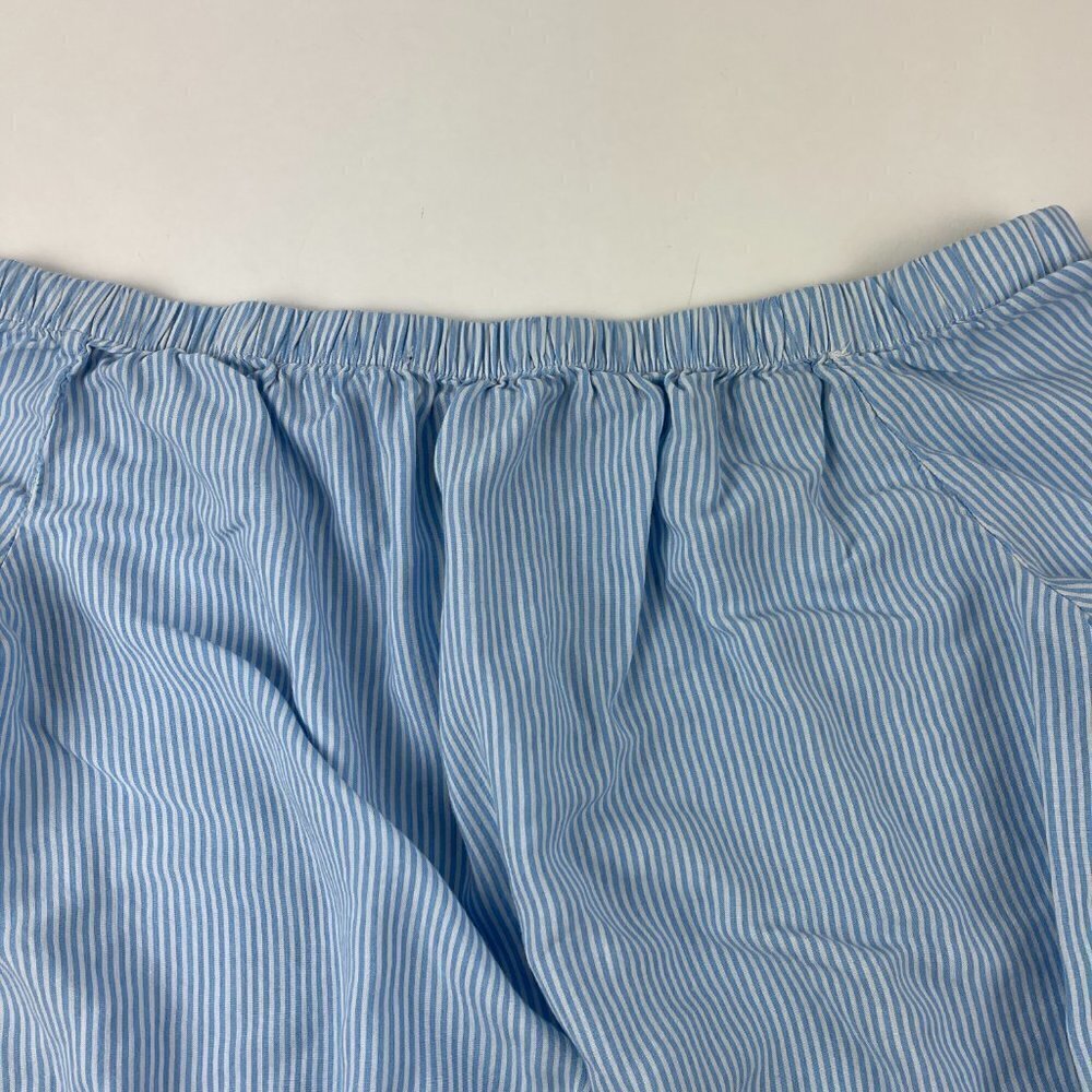 Ambiance Shirt Womens Medium Blue White Striped Off Shoulder Short Sleeve - Picture 9 of 9